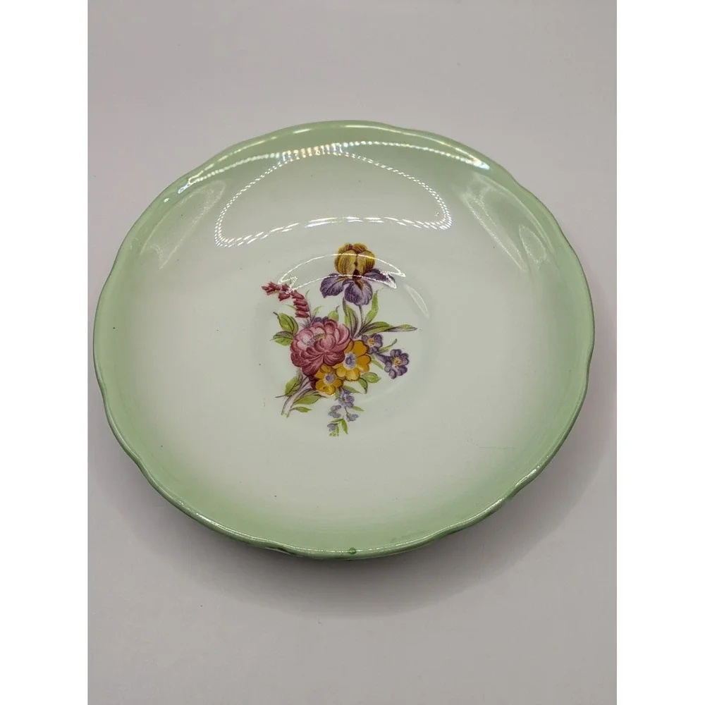 Royal Stafford England Tea‎ Cup And Saucer Mint Green White Floral Design